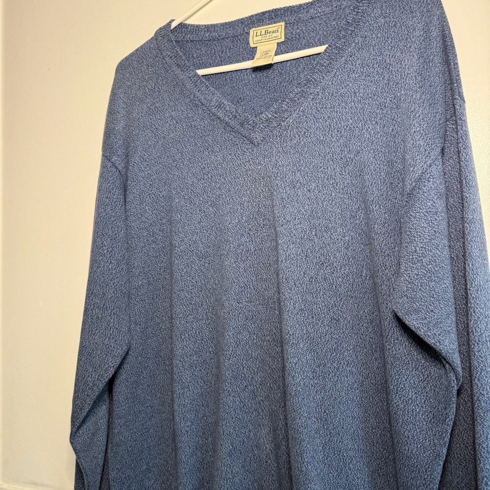 LL Bean Men’s 100% Cotton V Neck‎ Sweater Long Sleeve Sz Large Preppy Classic - Picture 8 of 8